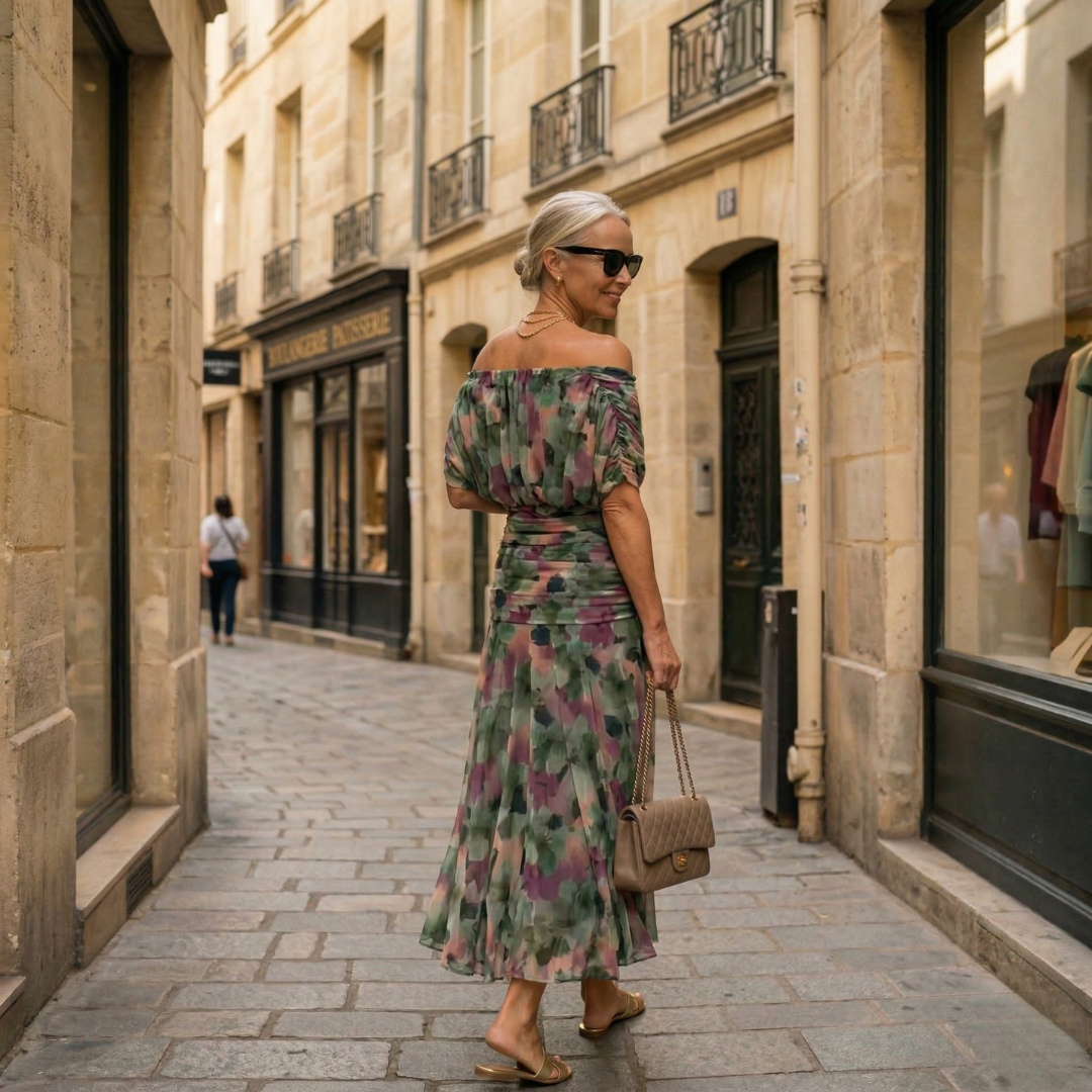 Diana | Vestido Maxi con Escote en V y Mangas
