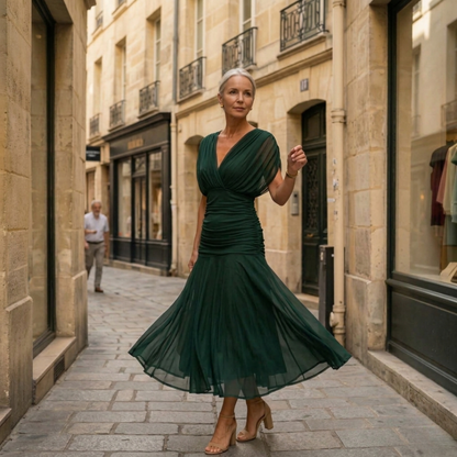 Diana | Vestido Maxi con Escote en V y Mangas