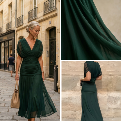 Diana | Vestido Maxi con Escote en V y Mangas