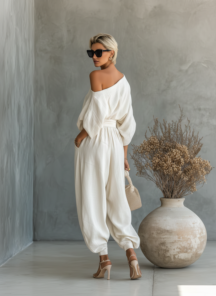 Lisa | Conjunto de Top Suave sin Hombros y Pantalones