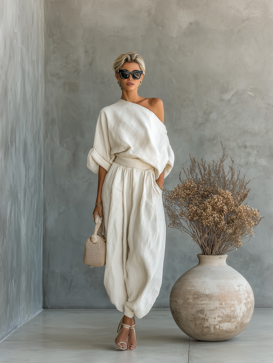 Lisa | Conjunto de Top Suave sin Hombros y Pantalones